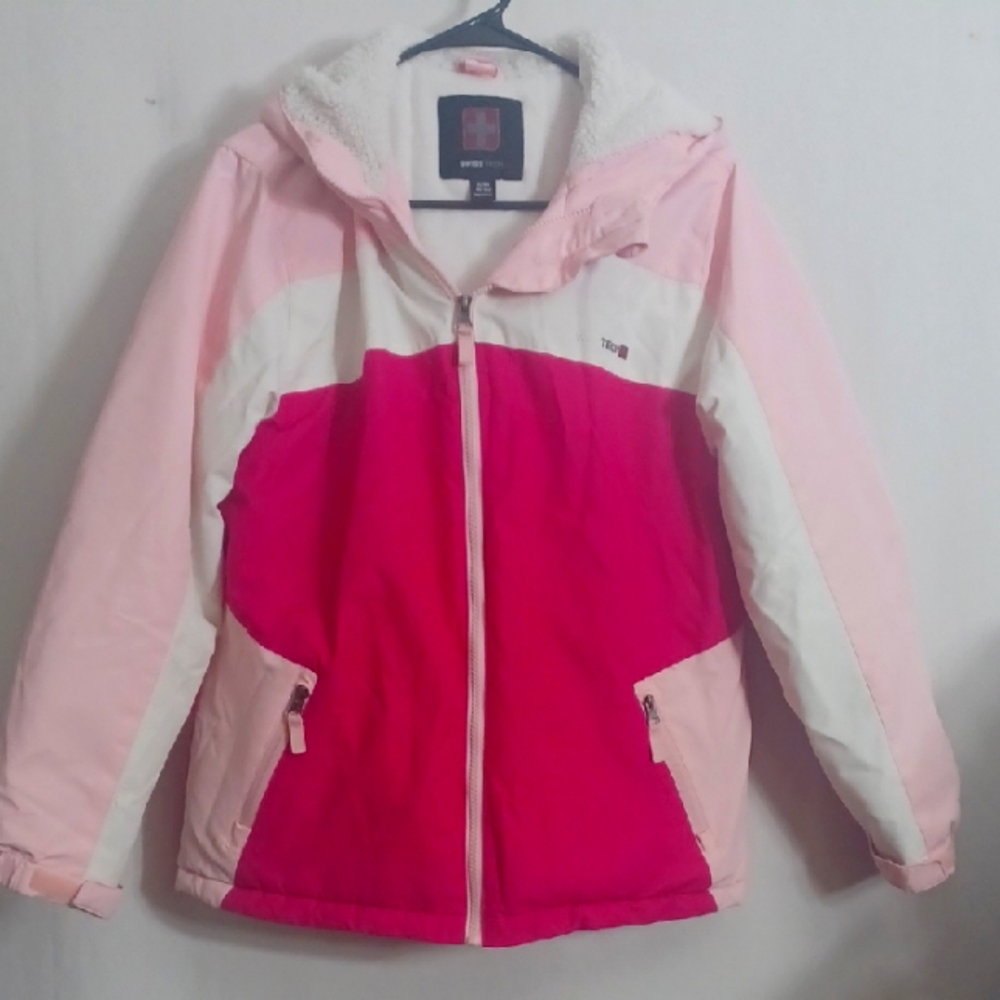 Swiss Tech Pink and White Kids Puffer Jacket 14/16 XL
